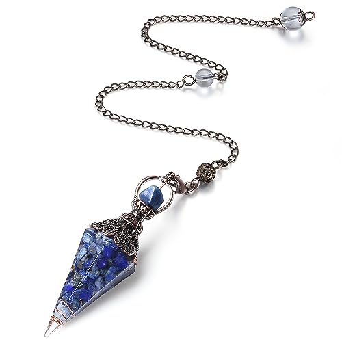 MAIBAOTA Pendulum Crystal, Natural Lapis Lazuli Crystal Pendulums for Dowsing, Spiritual Pointed Crystals for Witchcraft Supplies, Divination Tools