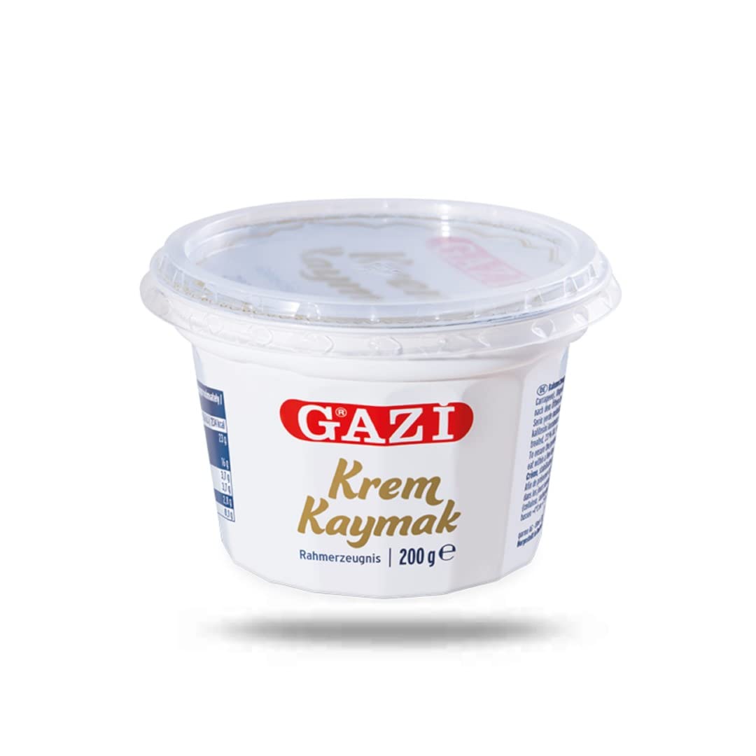 Gazi Krem Kaymak Rahmerzeugnis - 24x 200g - Rahmprodukt Schichtsahne 23% Fett aus 100% Kuhmilch, leckere Beilage zu Süßspeisen oder als Brotaufstrich, wärmebehandelt vegetarisch