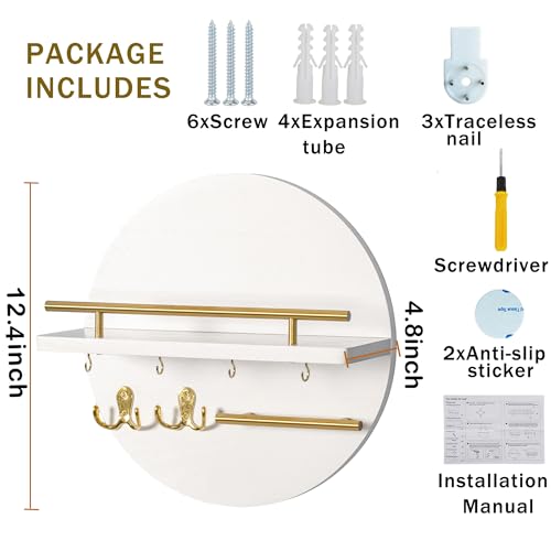 image for dreampossible Key Holder for Wall Decorative with Shelf and Hooks, Mai