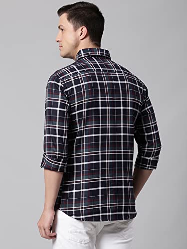 Image of Dennis Lingo Checkered Slim Fit Casual Shirt with Spread Collar for Men
