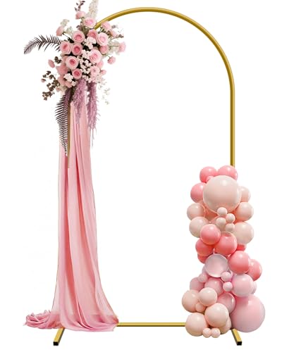 JEBUTU 2.2mx1.2m Metal Arch Backdrop Stand, Balloon Arch Backdrop Stand, Garden Arched Frame for Wedding Birthday Party Bridal Baby Shower Garden Floral Arched Decoration Halloween Christmas