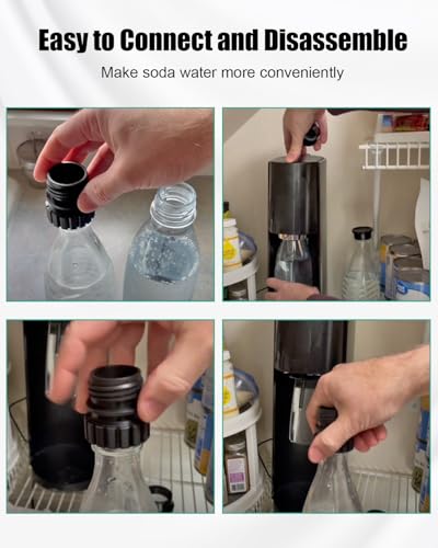 2Pcs Quick Connect Sodas Bottles Adapter Fit for Terra Art OneTouch 0.7L Stream Soda Machine, Crystal Glass Quick Bottle Cylinder Refill Connect Cap, CO2 Quick Adapter Soda Maker Valve Accessories