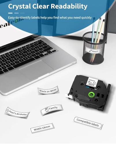 4 Pack TZe-241 TZe241 Label Tape 18mm Compatible with Brother P-Touch TZe Tape 18mm 0.7" TZ-241 Laminated White, Tz Tape 18mm Work for Brother P-Touch Label Maker PT-D400 D410 D600 image 2
