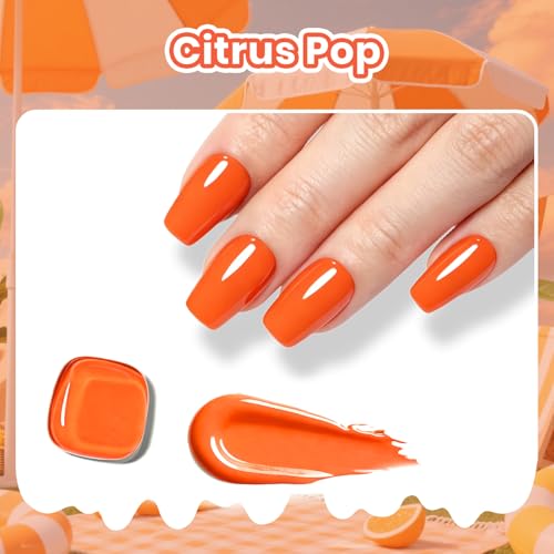 Image of beetles Orange Gel Polish - Citrus Pop Summer Voyage, 9ml Carly Coral Peach Bright Orange Color Summer Nails Soak Off UV LED Nail Lamp Gel Polish Nail Art DIY Manicure