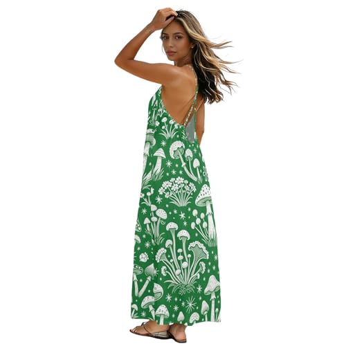 Robe caraco à dos bas longue d'été fluide pour femme style décontracté