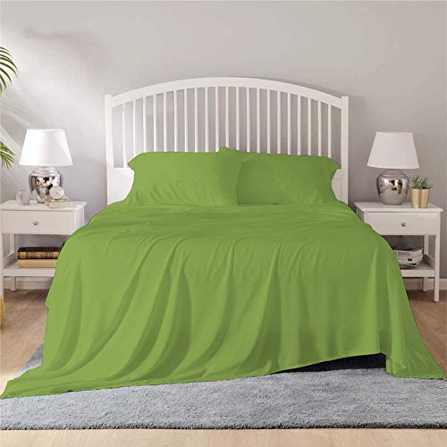 Image of YRM Bedding's - Egyptian Cotton Bedsheet 400-TC Premium Hotel Quality 1 Bedsheet (102x108) + 2 Pillow Covers (18x28) - (King Size, Olive Green Color)
