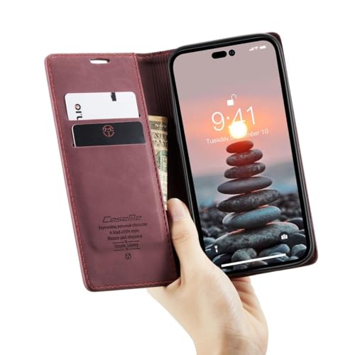 Étui König Design iPhone 15 Pro Max clapet bordeaux robuste - 6