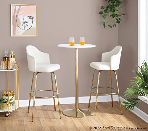 Lumisource Modern Home Decorative Furniture Pebble Contemporary/Glam Adjustable Dining To Bar Table In Gold Metal And White Wood #TOP7