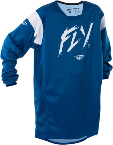 Fly Racing Youth Kinetic Stoke Jersey (Navy/White, Youth X-Large)