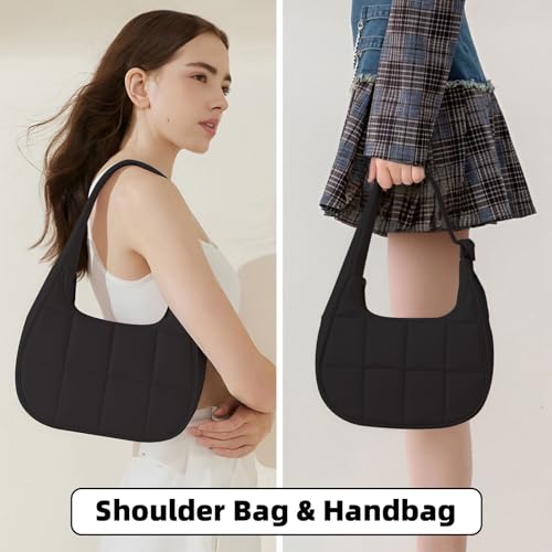 Puffer Crescent Shoulder Bag for Women, Quilted Purses for Women, Quilted Shoulder Purses with Adjustable Strap2
