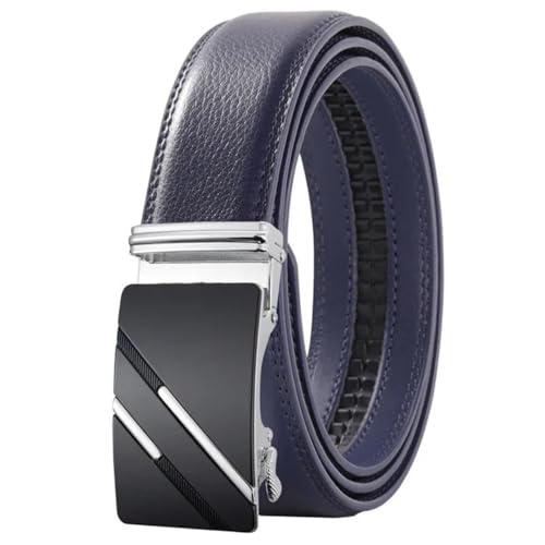 Men's Genuine Leather Automatic Buckle Belt, Solid Color Casual Business Belt Ply36-1245-S21 120cm2