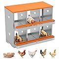 GarveeTech Chicken Nesting Box for Laying Eggs, 6 Compartment Nesting Boxes for Chickens, Chicken Laying Box, Easy Egg Collection