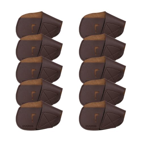 Image of I Golf Iron Headcovers 10pcs PU Fit Both Right-Handed Clubs Golf Club Protector for Titleist Callaway Ping Taylormade Fit More Brands Golf Iron.(Brown)