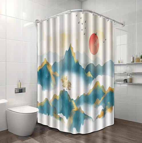 Rideau de douche 240x200 cm imperméable bleu clair - 5