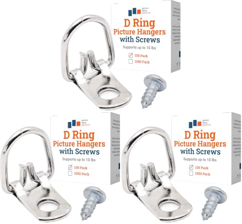 Image of D Ring Picture Hangers with Screws - 300 Pack - Bulk D Rings - Pro Quality Hangers, Picture Hanging Hardware, Dring, Small D Ring Picture Hangers - Picture Hang Solutions.