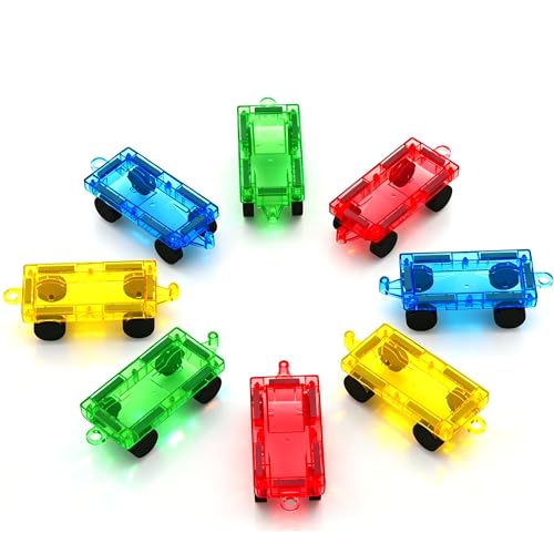 Image of 8 PCS Mini Magnetic Tiles Cars Construction Set, Magnetic Car Base
