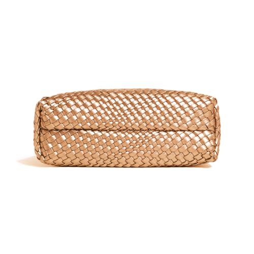 Image of Woven Leather Bags for Women Knoted Women Handbag Designer Shoulder Bucket Purse Handmade Fashion Tote Hobo Bag Small
