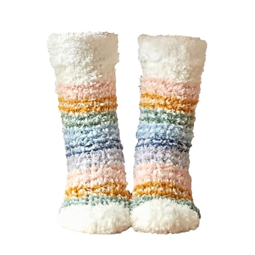Calcetines para mujer, calcetines de invierno, cálidos, gruesos, acogedores, calcetines no peludos, calcetines de cama para mujeres, niñas, calcetines de animales para niños pequeños, Amarillo, Talla