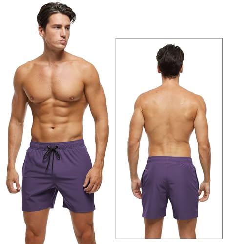 Image of Tyhengta Men's Swim Trunks Quick Dry Beach Shorts with Zipper Pockets and Mesh Lining
