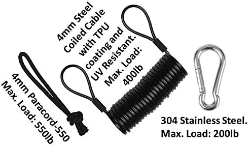 Miniatura 4 de Correa de seguridad con puño de muñeca y tobillo resistente, mosquetón y bucle de paracaídas. Tablas de Boogie, tablas de snowboard, tablas de surf,
