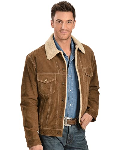 Scully Cafe Brown Boar Suede Shearling Collar Men's Jean Jacket 113