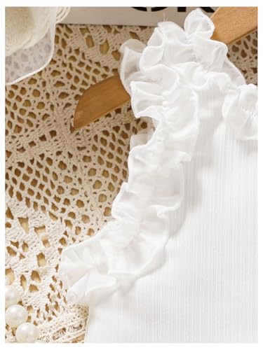 GORGLITTER Girl's Sleeveless Tees Crop Tops Round Neck Ribbed Knit Cute Tank Top4