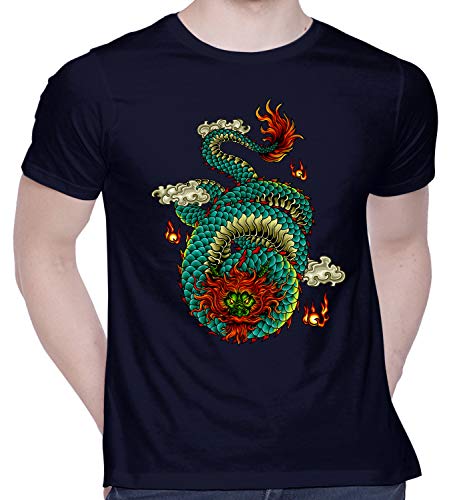 Image of CreativiT Graphic Printed T-Shirt for Unisex Dragon Tshirt | Casual Half Sleeve Round Neck T-Shirt | 100% Cotton | D00207-32