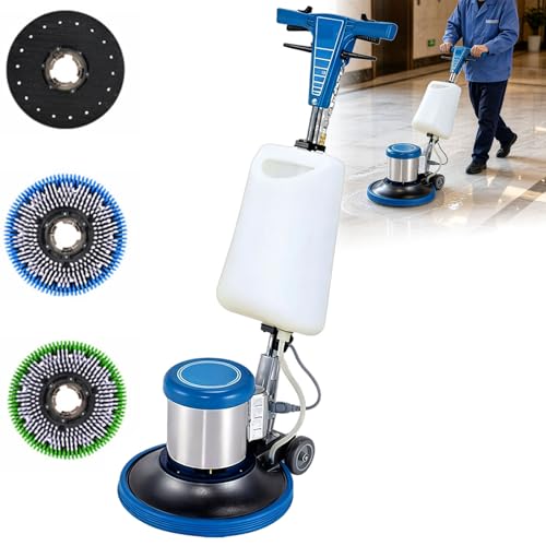 Machine à polir le sol multifonction, lustreuse de sol lourde de 17 pouces avec 2 brosses et tampon de polissage, pour le nettoyage des tapis, le polissage...