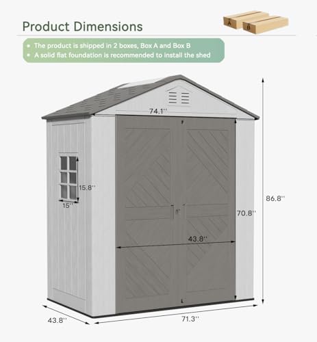 Image of KINYING 6x4 FT Outdoor Storage Shed,Resin Clearance Outdoor Sheds with Floor,Weather Resistant Garden Tool Shed for Lawn Mower /Bike Storage /Pool Supplies,Lockable