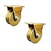 Produktbild 2pcs V-Nut Stahl-Lenkrolle,Starre Schwerlastrollen,V-Förmige Schiene Rollen,Richtung-Rad,Doppellager,Gold,für Industriemaschinen, Schiebetüren,Rolltore,Drahtseilschienen (77mm/3in)