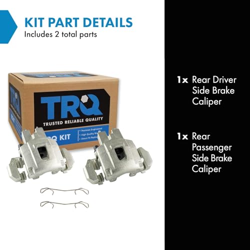 Image of TRQ Rear Brake Caliper Set Zinc Coated Brackets Compatible with 1999-2004 Jeep Grand Cherokee