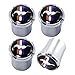 Ford Mustang Black & Chrome Tribar Running Horse Logo Valve Stem Caps (4 pc)