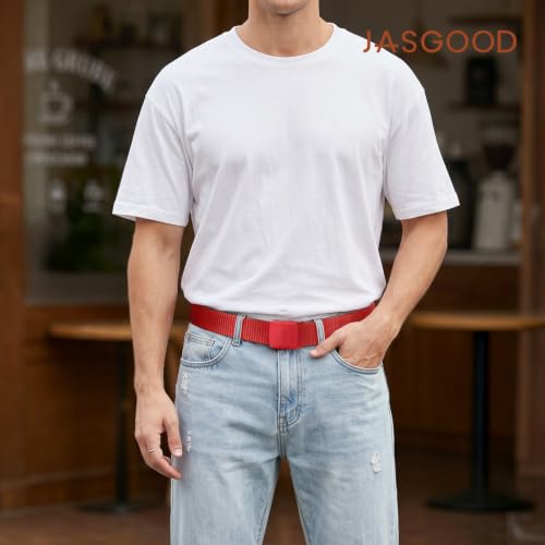 Image of JASGOOD Nylon Canvas Breathable Military Tactical Men Waist Belt With Plastic Buckle