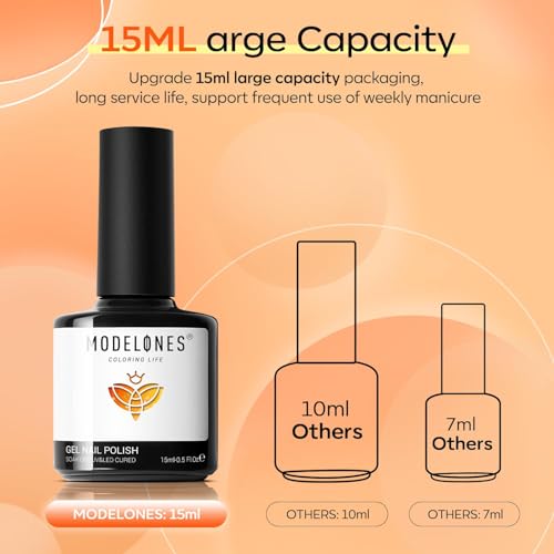 Image of modelones Fall Gel Nail Polish Orange Color Changing Glitter Coral Temperature Mood Changed Halloween Nail Polish Soak Off Autumn Color Manicure Home DIY Gifts 15ml