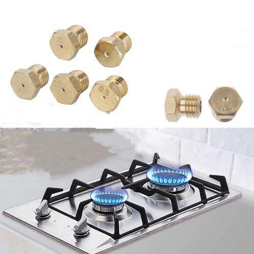 BODYA 5 x Messing-Gasstrahldüsen Brennerdüsen, LPG-Gasstrahl-Set, Gasherd, LPG-Umrüstsatz, Propan-Einspritzdüsen