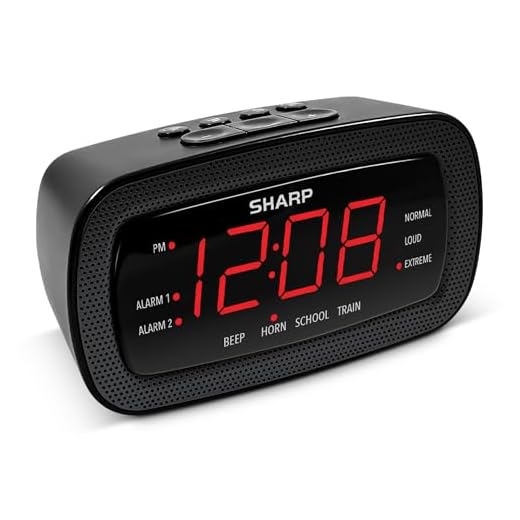 Sharp Shockwave Alarm Clock for Heavy Sleepers – 105dB Ultra-Loud Wake-Up, Air Horn, School Bell, Train Whistle, Beep, Dual Alarms, 3 Adjustable Volumes, LED Display Dimmer