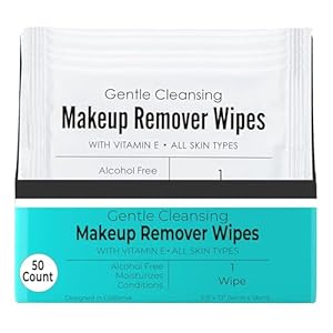 World Amenities – Makeup Remover Wipes – Alcohol Free – Vitamin E Face Wipes for Sensitive Skin Comfort – Individually Wrapped – Travel Friendly Facial Cleansing Wipes – 50 Count