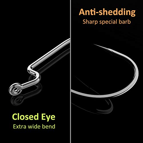 image for PLUSINNO 100Pcs Fishing Hooks, High Carbon Steel Offset Worm Hooks wit