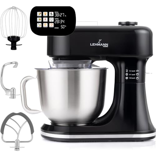 LEHMANN Multifunktions Küchenmaschine mit Display, 12 Geschwindigkeiten, Fermentationsfunktion mit Heizfunktion, integrierte Waage, Timer, Knetmaschine mit 3 Rühreinsätze und 5L Rührschüssel LEHMANN Multifunktions Küchenmaschine mit Display, 12 Geschwindigkeiten, Fermentationsfunktion mit Heizfunktion, integrierte Waage, Timer, Knetmaschine mit 3 Rühreinsätze und 5L Rührschüssel