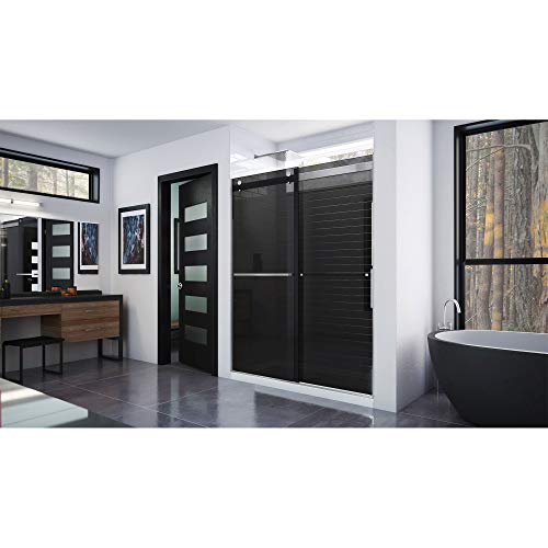 DreamLine Essence 56-60 inch W x 76 inch H Frameless Bypass Shower Door in Matte Black and Smoke Gray Glass