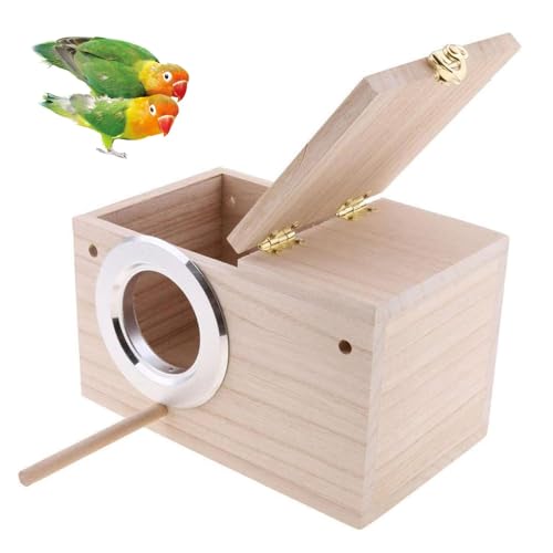 Image of Parakeet Nesting Box, Bird Nest Breeding Box Cage Wood House for Finch Lovebirds Cockatiel Budgie Conure Parrot, 8'' X 5'' X 5''