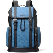 Michael Kors Mens City Buckle Backpack, Gunmetal-Hardware/Signature/Imperial Blue
