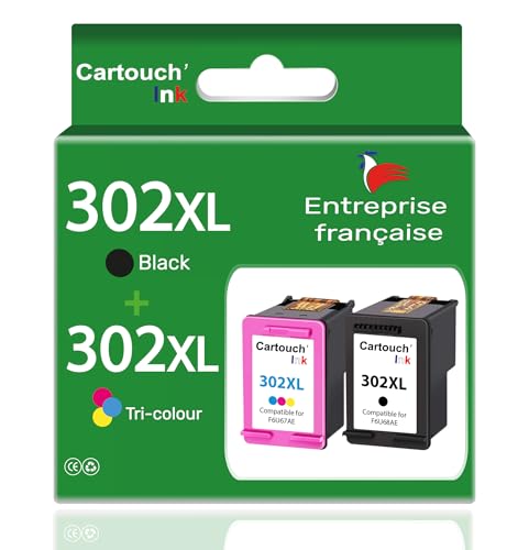 CARTOUCHINK, Marca Francesa - 302XL - 2 Cartuchos de Tinta Compatibles para HP 302 XL - con HP Envy 4520 4522 4527 Deskjet 1110 2130 3630 Officejet 3830 4650-1 Negro y 1 Color