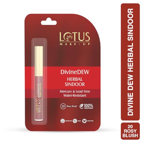 Image of Lotus Makeup Divine Dew Herbal Liquid Sindoor Rosy Blush | Water And Smudge Resistant | Long Lasting | Non - Toxic | Mercury Free | Maroon | 5.4 ml