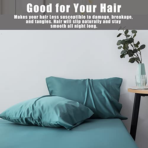 Image of Body Cooling Pillow Cases Cover, Bamboo Rayon Pillowcases with Zipper Closure, Cool and Breathable Pillow Case for Hot Sleepers and Night Sweats, 20x54 inches, Teal