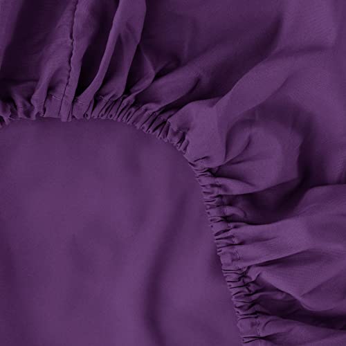 Image of Ghooss Fitted Sheet Purple-Full Size Fitted Sheet Only-Fitted Deep Pocket Sheet-Soft Wrinkle Free Sheet-1 Pack(Purple,Full)