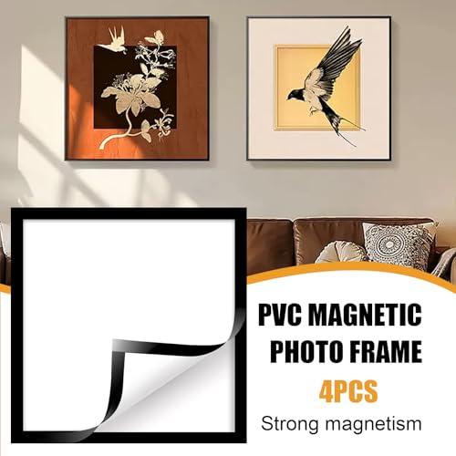 Colexy 4 Stück Magnetrahmen Set, Diamond Painting Rahmen, 30 x 30 cm DIY Selbstklebend Magnetisch Bilderrahmen, Magnetische Fototasche Gemälderahmen mit Magnetverschluss, für Dokumente, Fotos, Poster