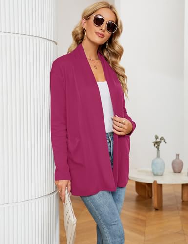 Image of Micoson Women's Long Sleeve Open Front Cardigan Casual Loose Lightweight Cardigans with Pockets