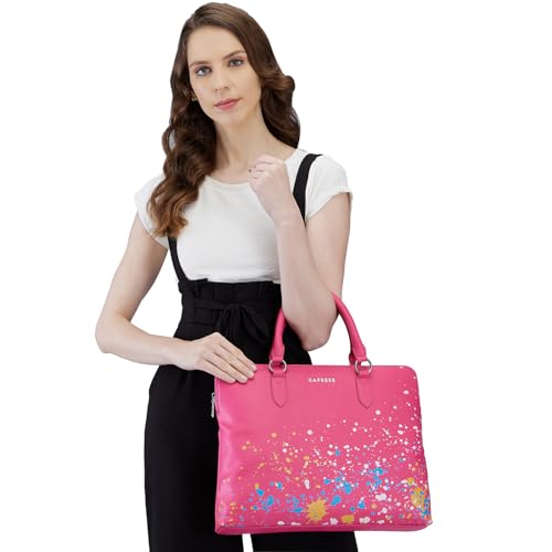 Image of Caprese Splash Laptop Bag for Women (Large, Fuchsia)