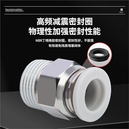 Conector rápido de cobre neumático PC8-01 recto rosca M5 para tráquea 6mm 5